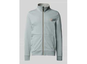 4068128267213 - Regular Fit Sweatjacke mit Stehkragen und gummiertem Logo-Print