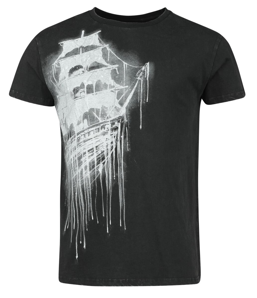 4068143000215 - T-Shirt with Ghost Ship Print T-Shirt schwarz in M