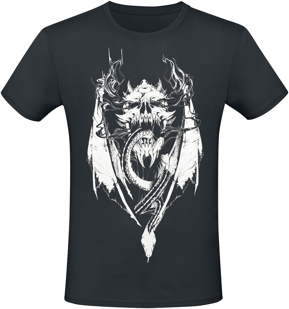 4068143000369 - T-Shirt With Dragon And Skull Frontprint T-Shirt schwarz in M