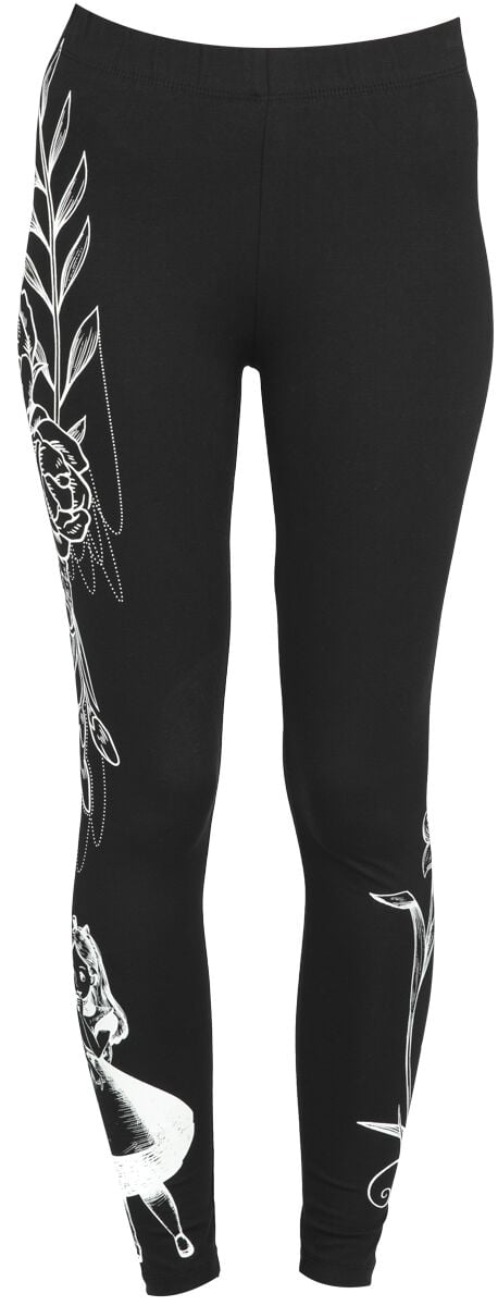 4068143009386 - Flowers Leggings schwarz in M