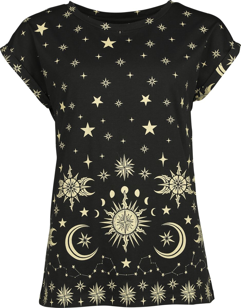 4068143009805 - T-Shirt with Sun Stars and Moon T-Shirt schwarz in S