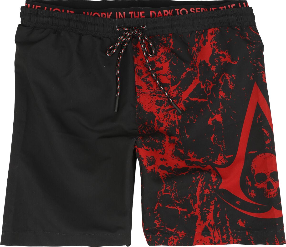 4068143032346 - Assassins Creed IV - Black Flag - Crest Badeshort schwarz rot in L