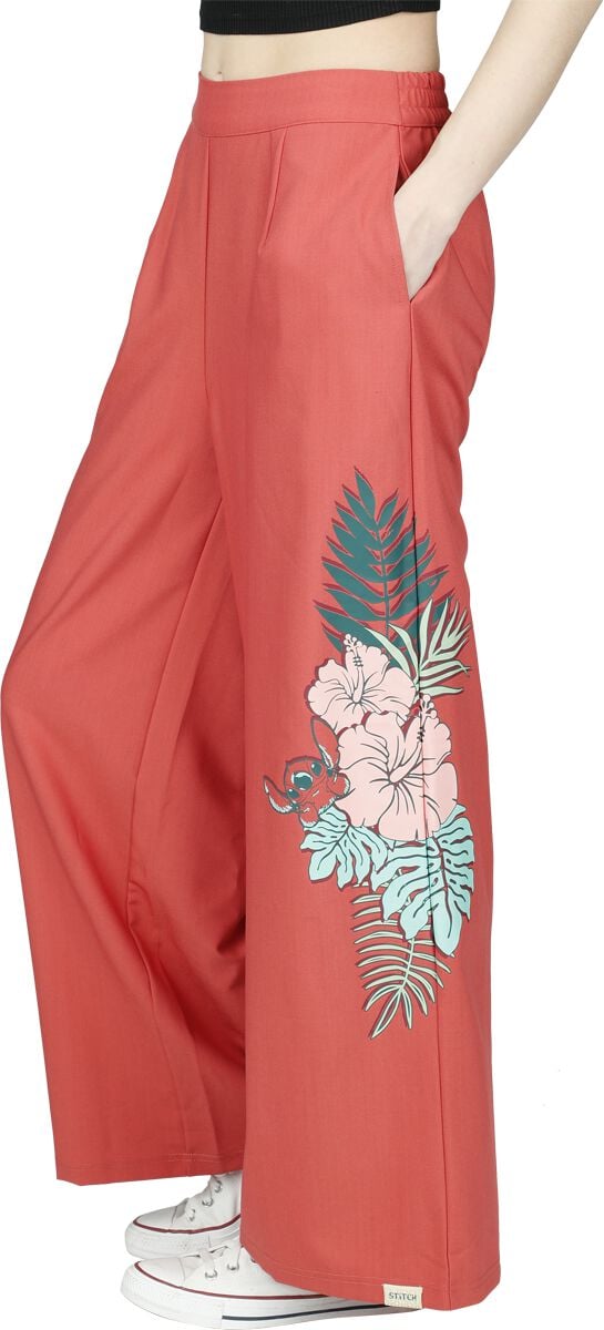 4068143034548 - Stitch - Blumen Stoffhose pink in S