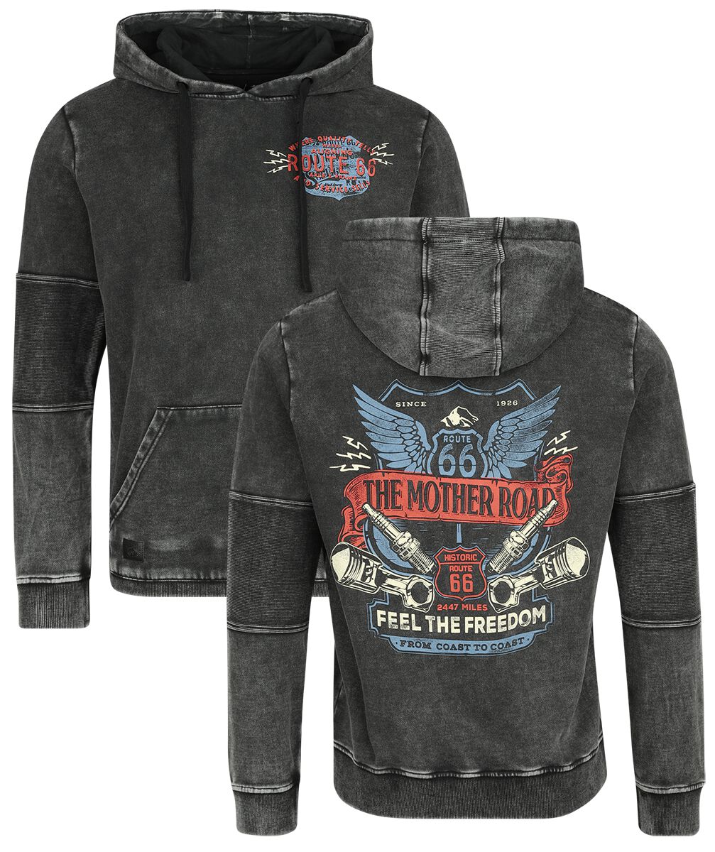 4068143069182 - Rock Rebel X Route 66 - Hoody Kapuzenpullover schwarz in M 4068143069182 - Rock Rebel X Route 66 - Hoody Kapuzenpullover schwarz in M