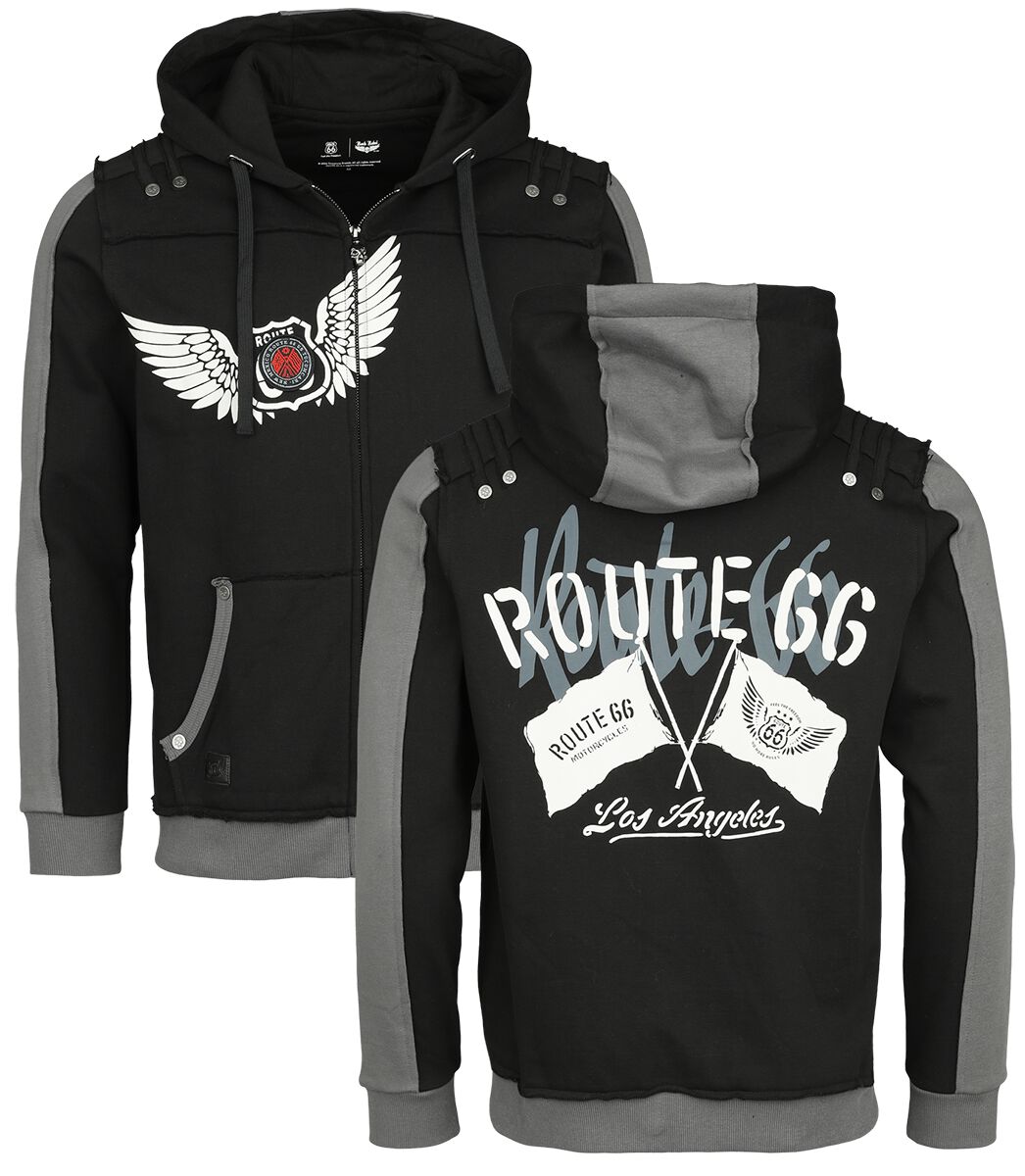 4068143069229 - Rock Rebel X Route 66 - Hoody Jacket Kapuzenjacke schwarz in S