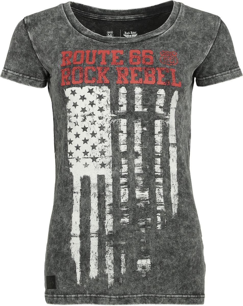 4068143069670 - Rock Rebel X Route 66 - T-Shirt T-Shirt schwarz in S