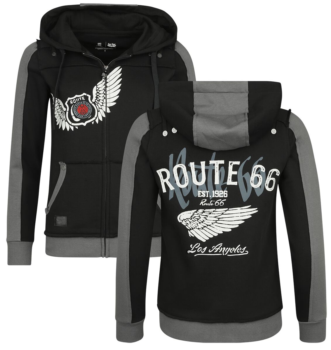 4068143070188 - Rock Rebel X Route 66 - Hoody Jacket Kapuzenjacke schwarz in M