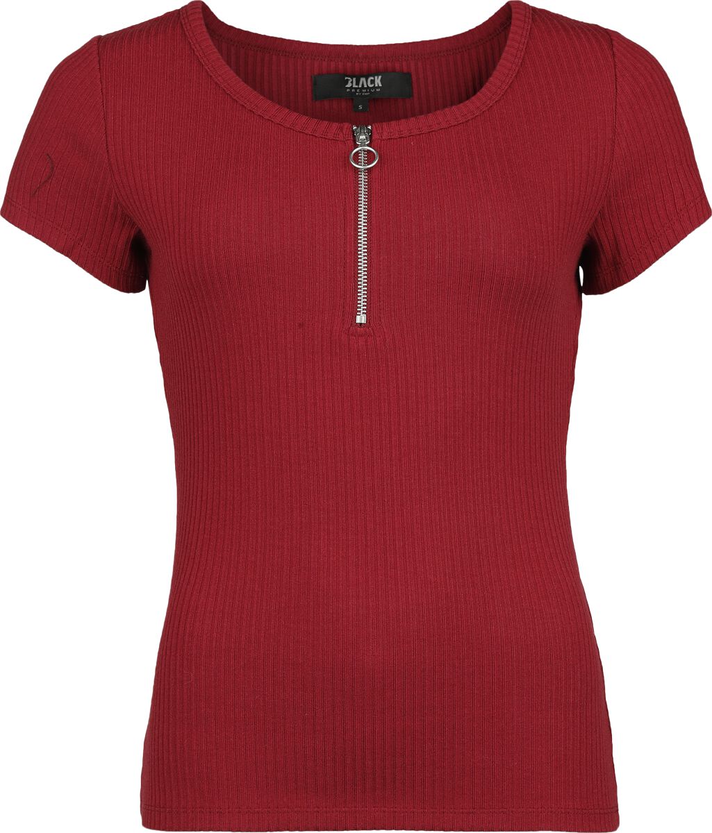 4068143070799 - Rib T-Shirt with Zipper T-Shirt bordeaux in M