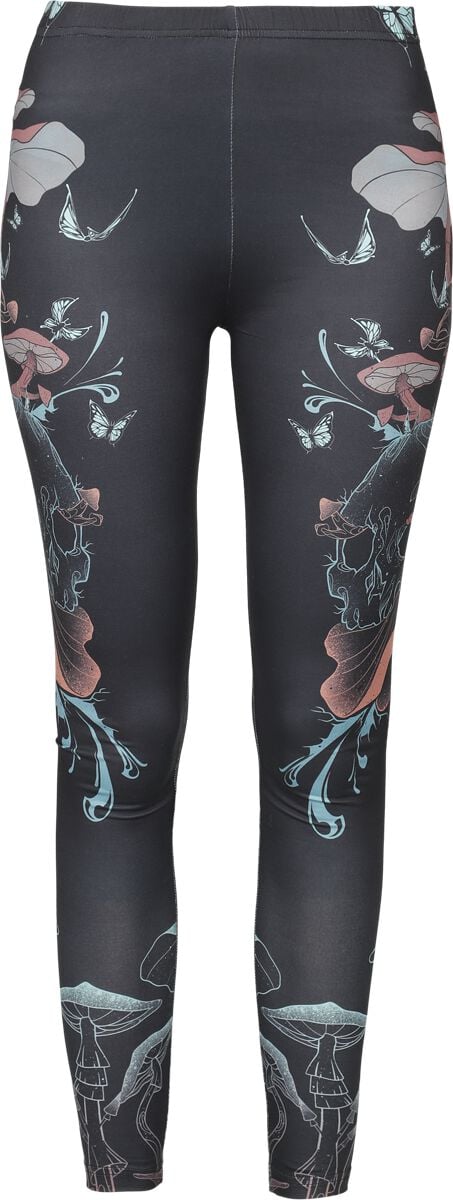 4068143072540 - Leggings with Skull and Mushroom Print Leggings schwarz in S