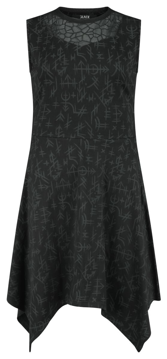 4068143073905 - Dress With Runes Alloverprint Mittellanges Kleid schwarz in M