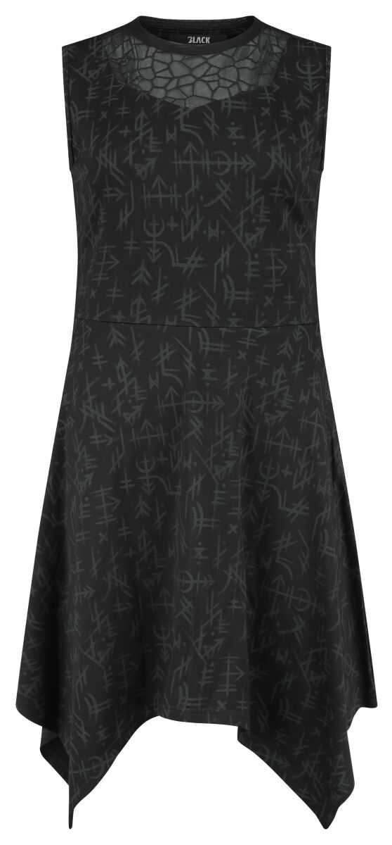 4068143073936 - Dress With Runes Alloverprint Mittellanges Kleid schwarz in XXL