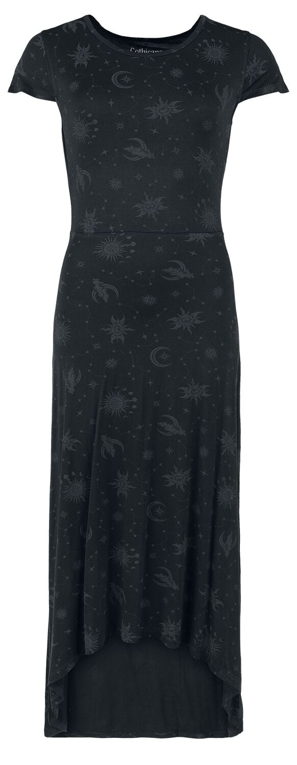 4068143074315 - Dress With Moon And Stars Alloverprint Langes Kleid schwarz in S