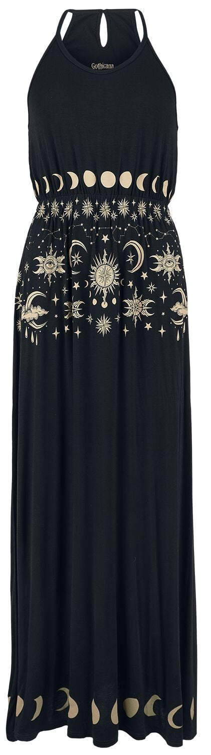 4068143074377 - Maxidress with Sun Moon and Stars Print Langes Kleid schwarz in M