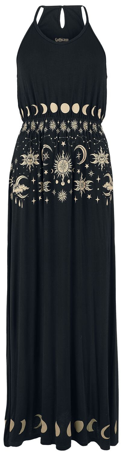 4068143074384 - Maxidress with Sun Moon and Stars Print Langes Kleid schwarz in L
