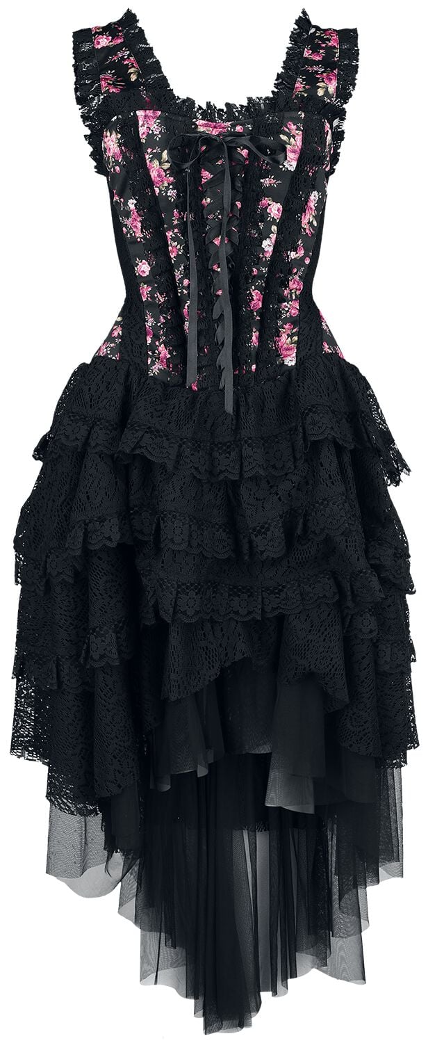 4068143074414 - Dress with Carmen Collar and Embroidery Mittellanges Kleid schwarz in S