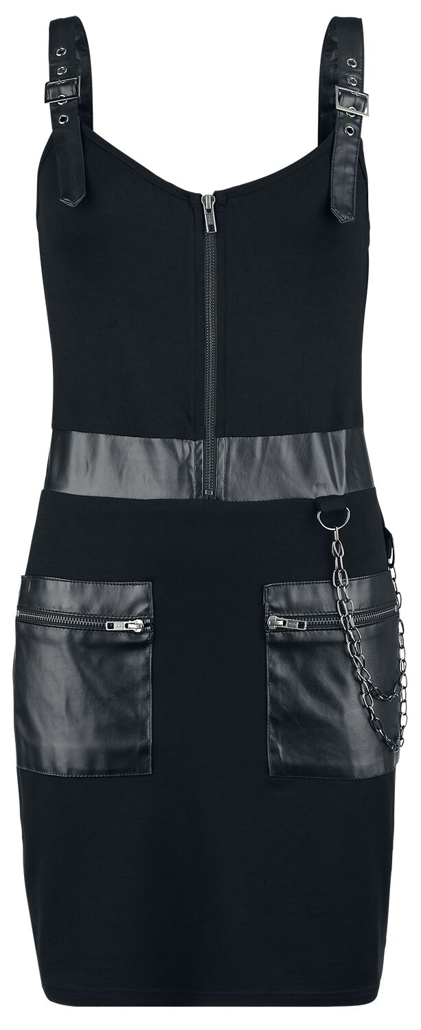 4068143078511 - Short Dress with Chains and Fake Leather Details Kurzes Kleid schwarz in XL