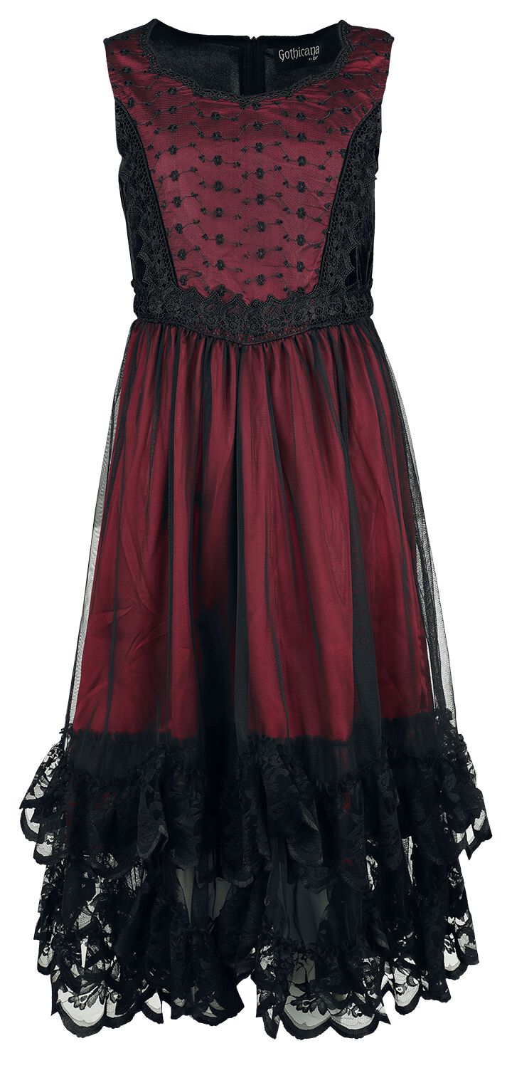 4068143078542 - Sleeveless Lace Dress Mittellanges Kleid schwarz rot in M