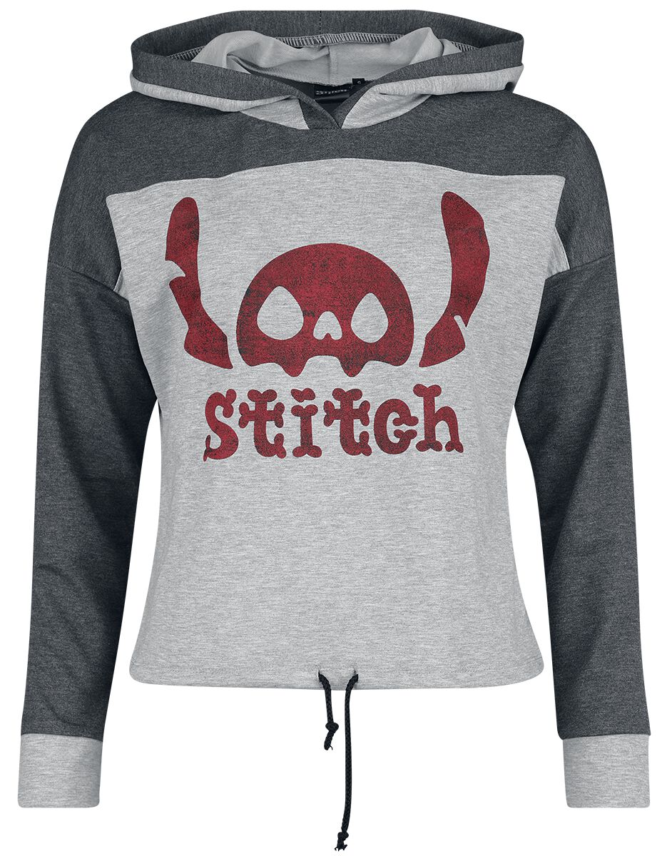 4068143085526 - Skeleton Stitch Kapuzenpullover dunkelgrau hellgrau in S