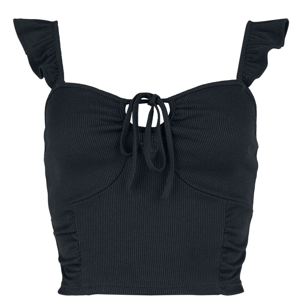 4068143092890 - Crop Top With Ruffles And Lacing Top schwarz in L 4068143092890 - Crop Top With Ruffles And Lacing Top schwarz in L