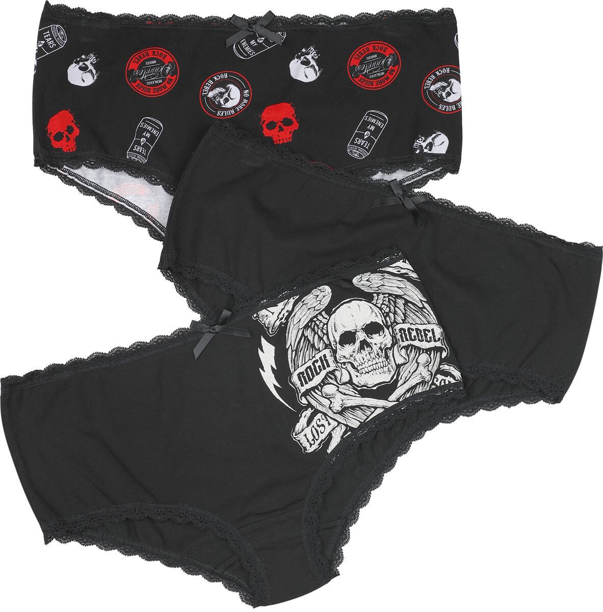 4068143093712 - Skulls & Details Panty-Set schwarz in L