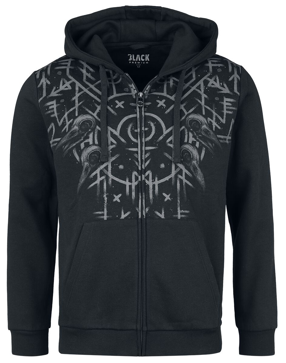 4068143096096 - Raven Skull Zipper Hoodie Kapuzenjacke schwarz in M