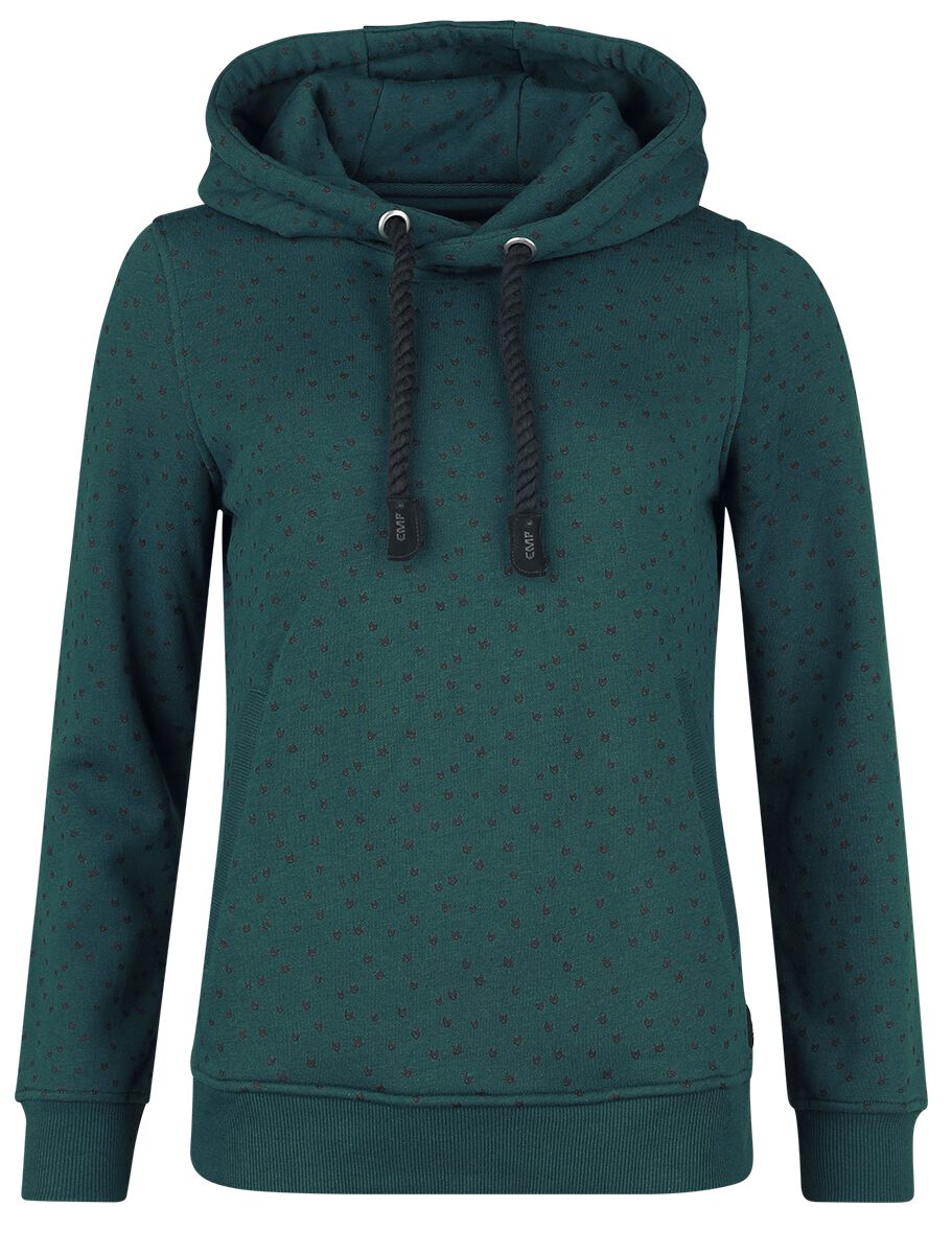 4068143098809 - Hoody With Alloverprint Kapuzenpullover dunkelgrün in XXL