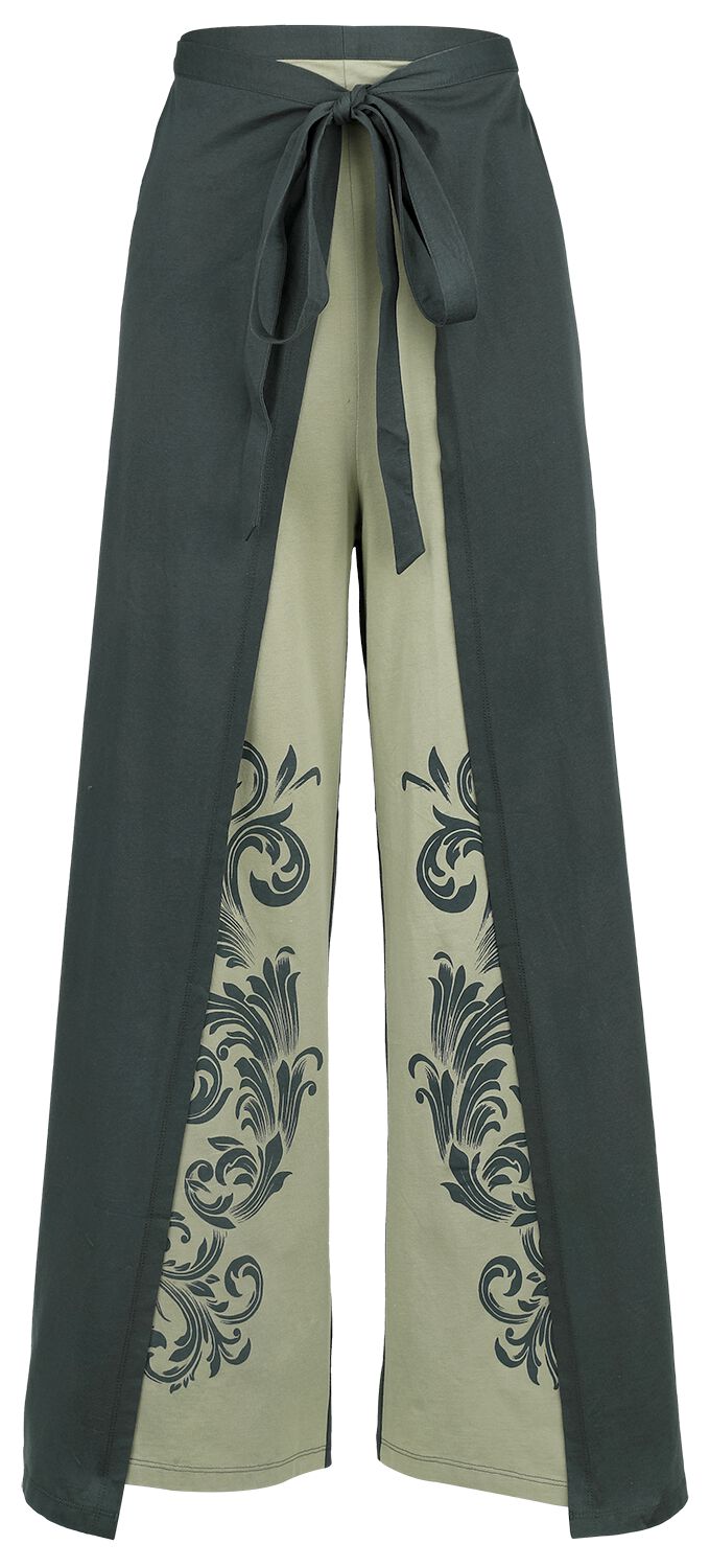 4068143099882 - Wrap Pants with Ornaments Stoffhose dunkelgrün in S-M