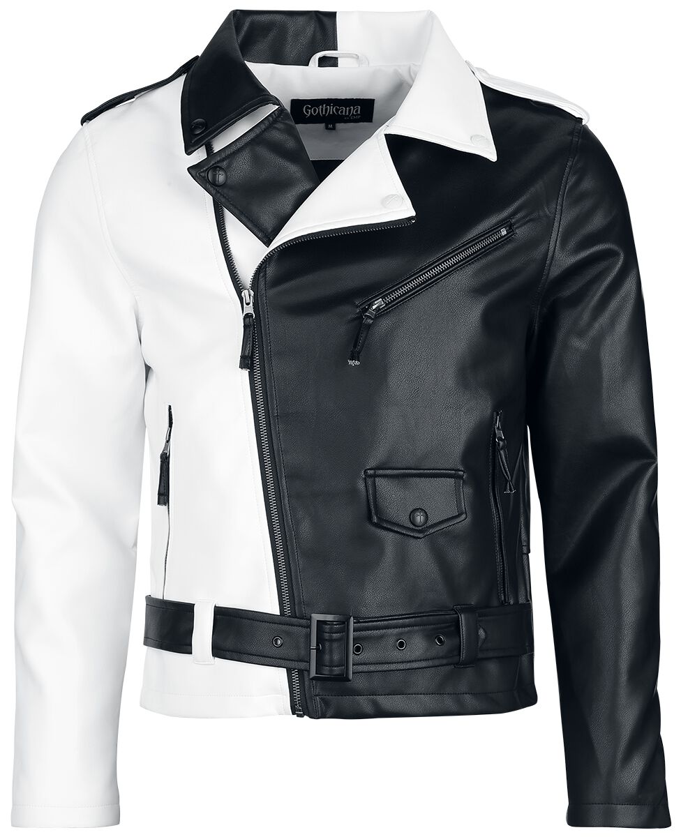 4068143105590 - Jacket in Black and White Kunstlederjacke schwarz weiß in M