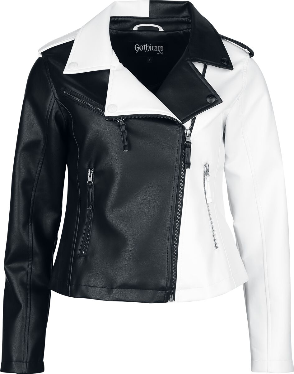 4068143105781 - Jacket in Black and White Kunstlederjacke schwarz weiß in S