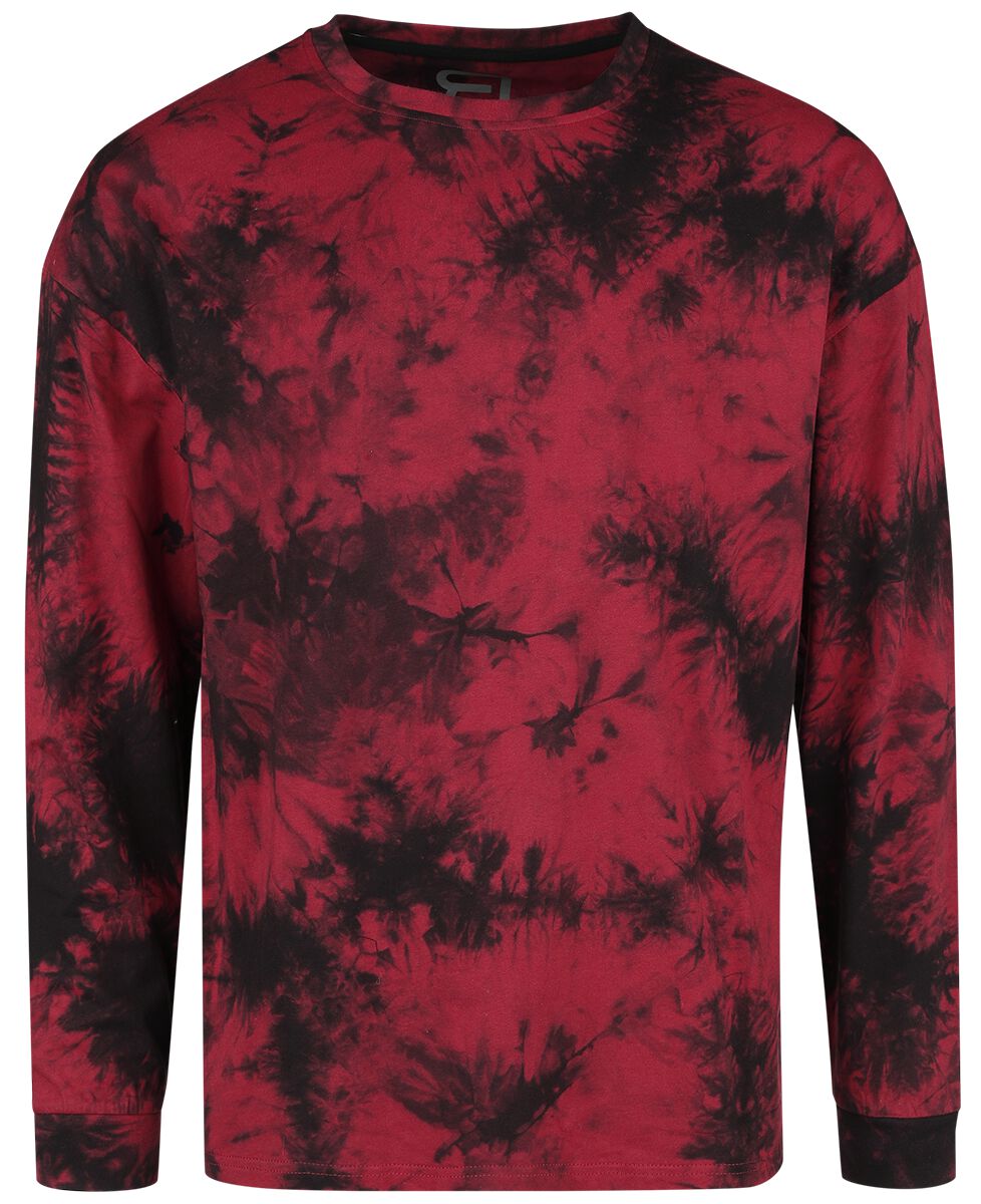 4068143110013 - Tie Dye Longsleeve Langarmshirt schwarz dunkelrot in XXL