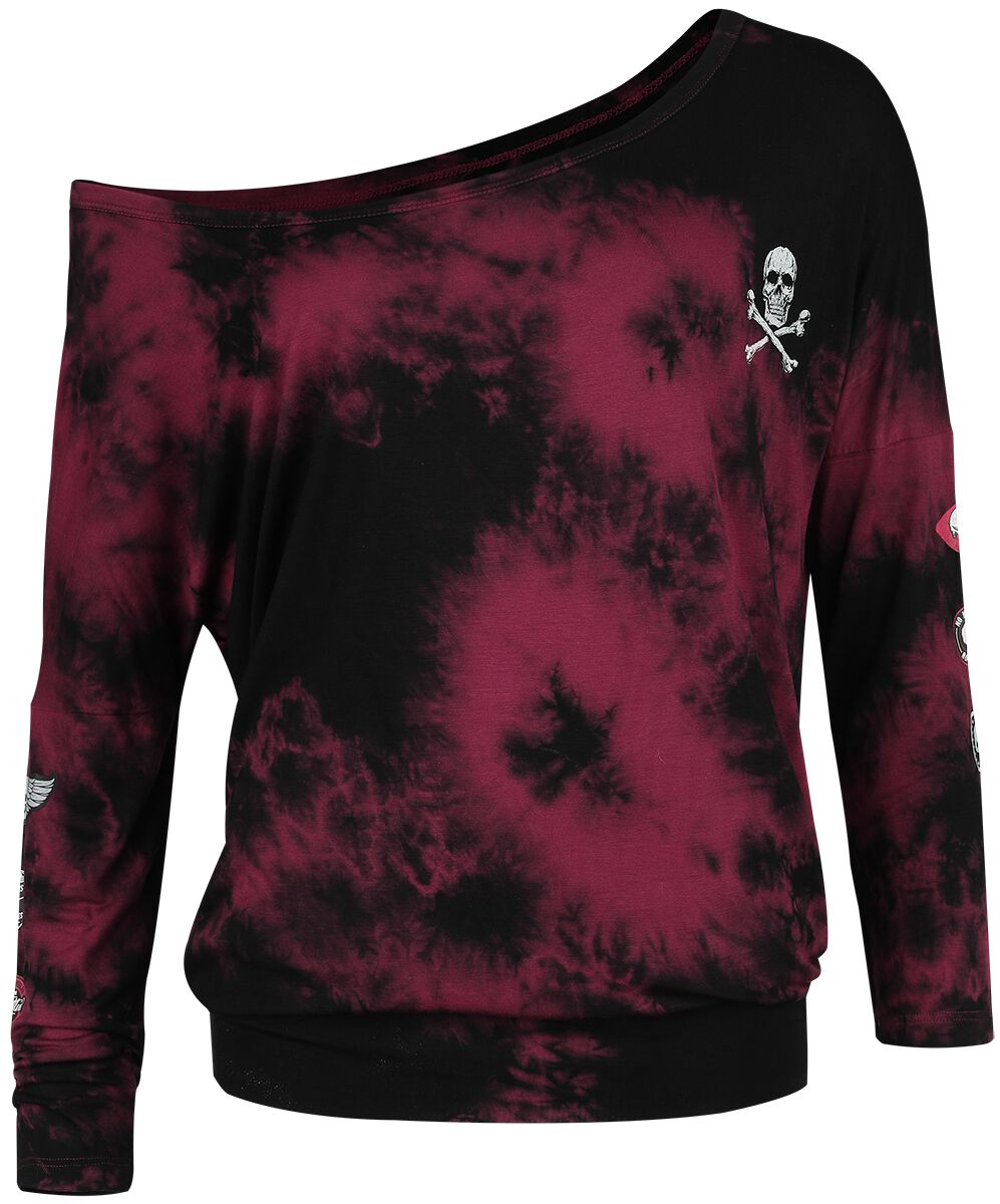 4068143110846 - Tie Dye Longsleeve Langarmshirt schwarz dunkelrot in S