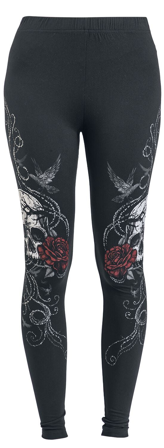 4068143111348 - Leggings With Skull And Roses Print Leggings schwarz in S