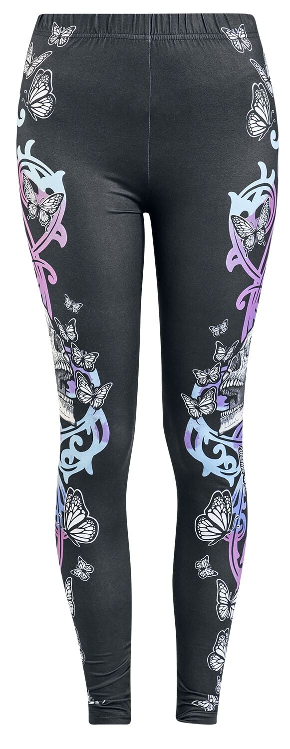 4068143112246 - Leggings With Skull And Butterfly Print Leggings schwarz in S