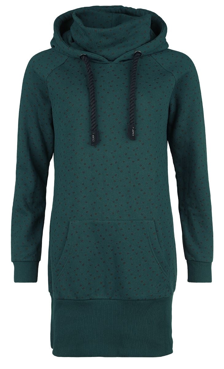 4068143118996 - Hoody Dress With Alloverprint Kurzes Kleid petrol dunkelgrau in M