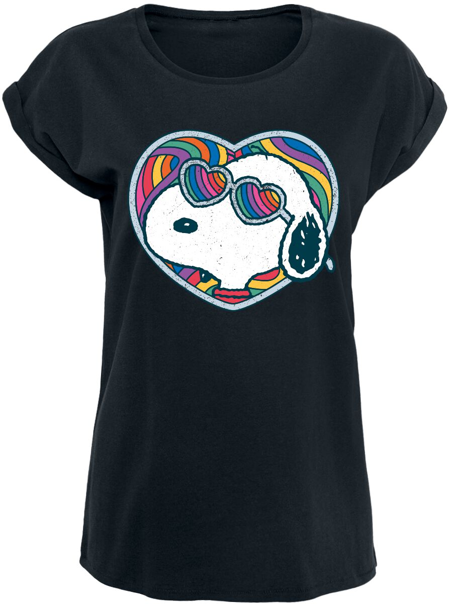 4068143153454 - Snoopy - Rainbow Heart T-Shirt schwarz in S