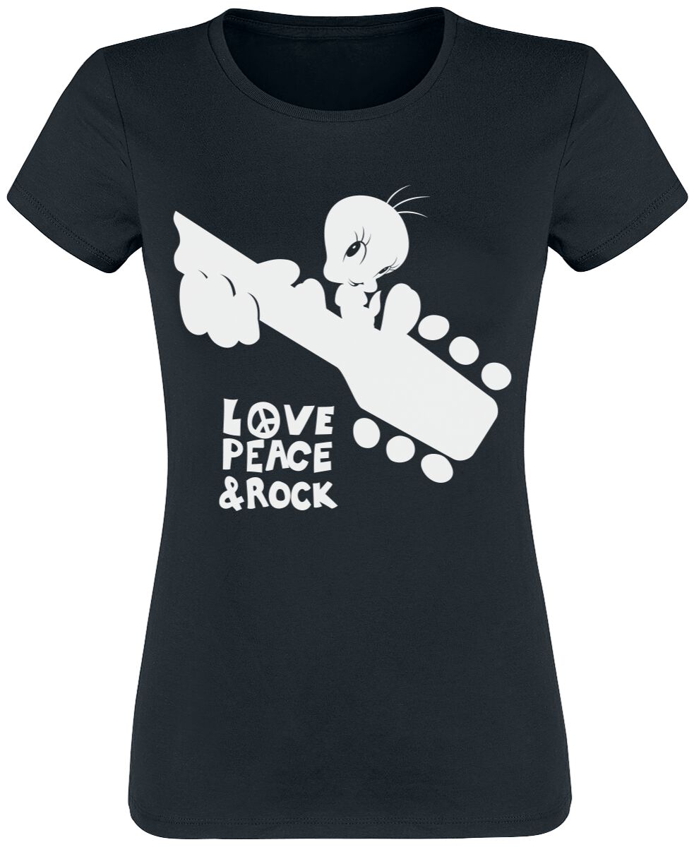 4068143153553 - Tweety - Love Peace & Rock T-Shirt schwarz in S