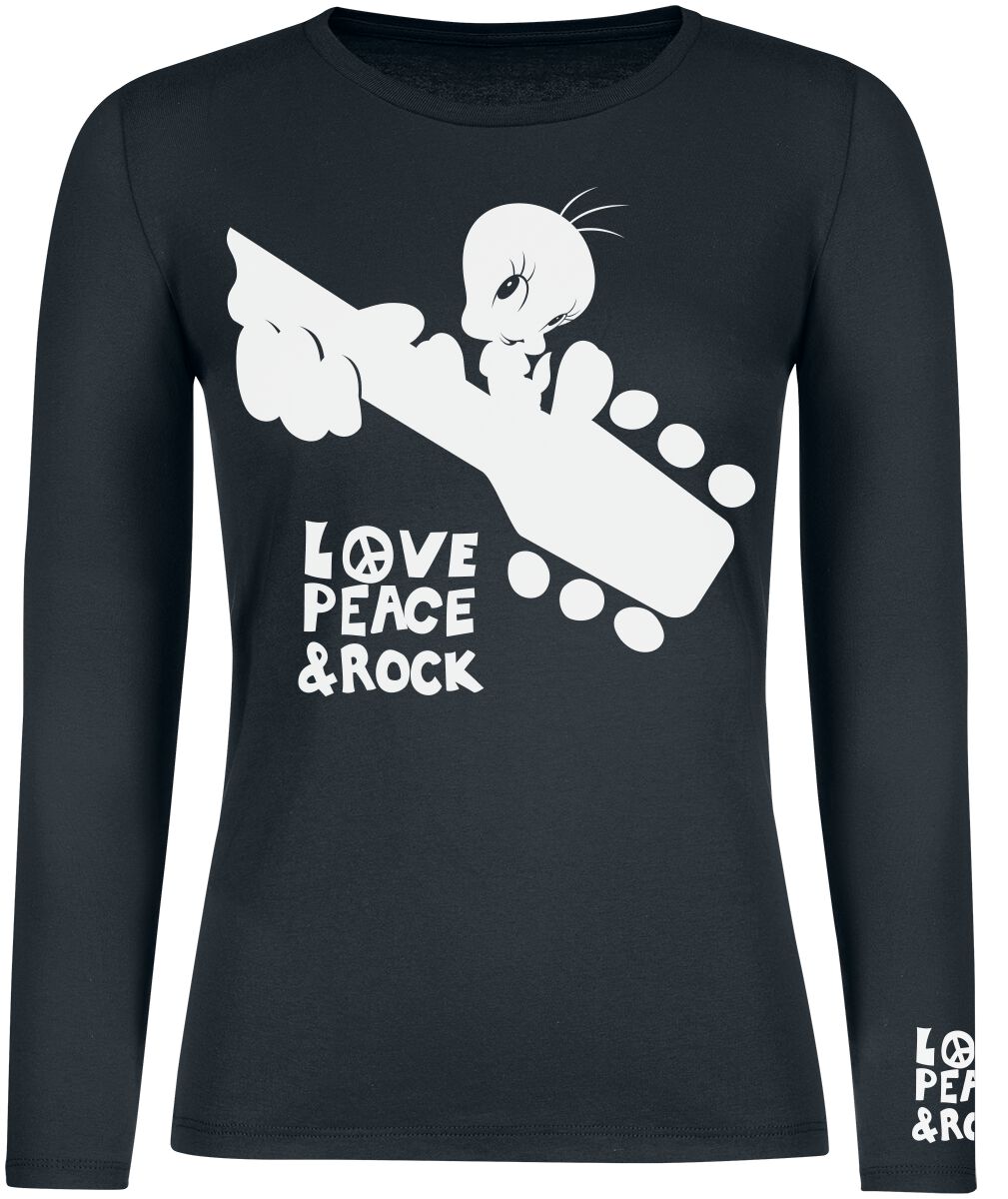 4068143153850 - Tweety - Love Peace & Rock Langarmshirt schwarz in S