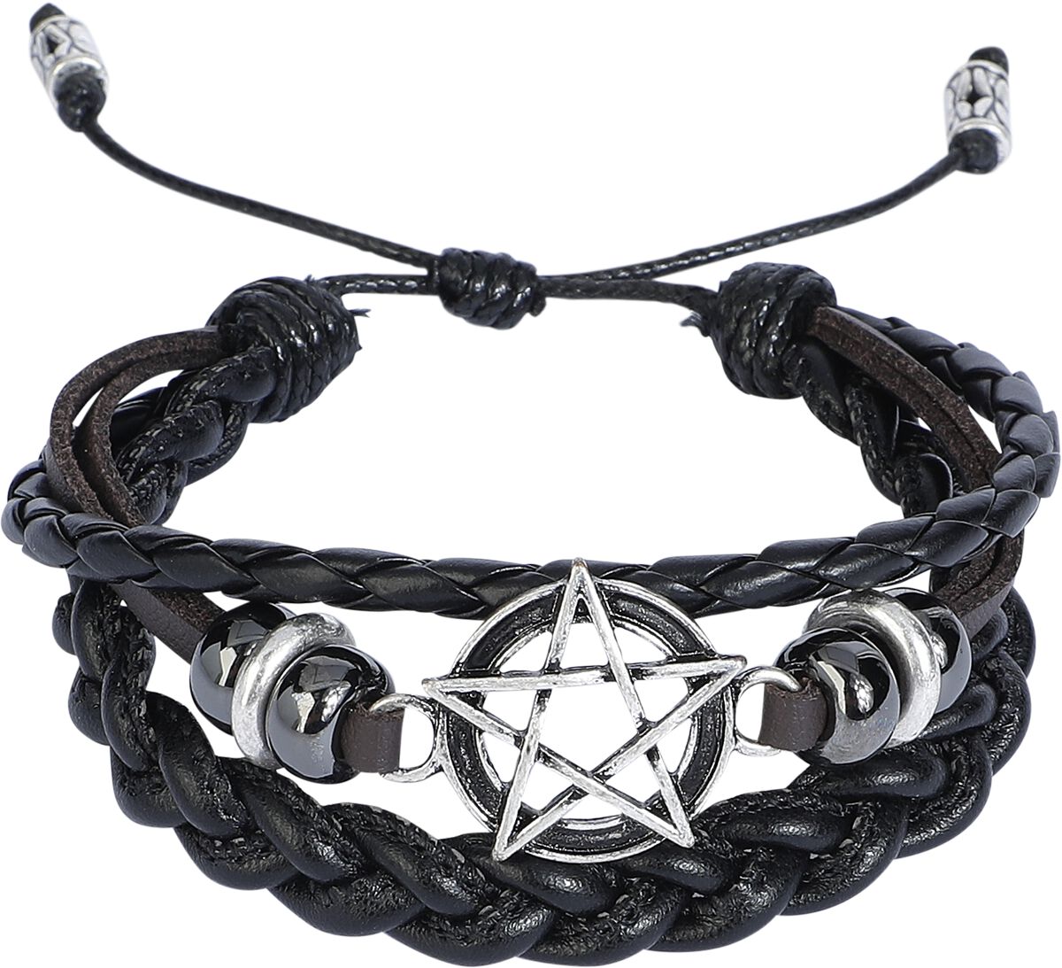 4068143167802 - Pentagramm Kunstlederarmband braun schwarz