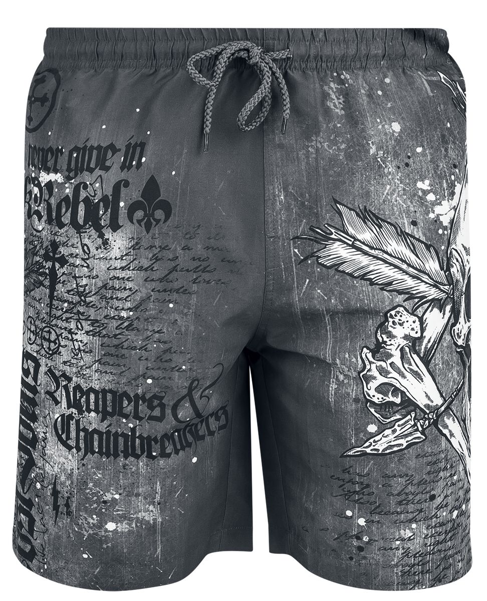 4068143168212 - Swim Shorts with Skull Print Badeshort dunkelgrau in XXL 4068143168212 - Swim Shorts with Skull Print Badeshort dunkelgrau in XXL
