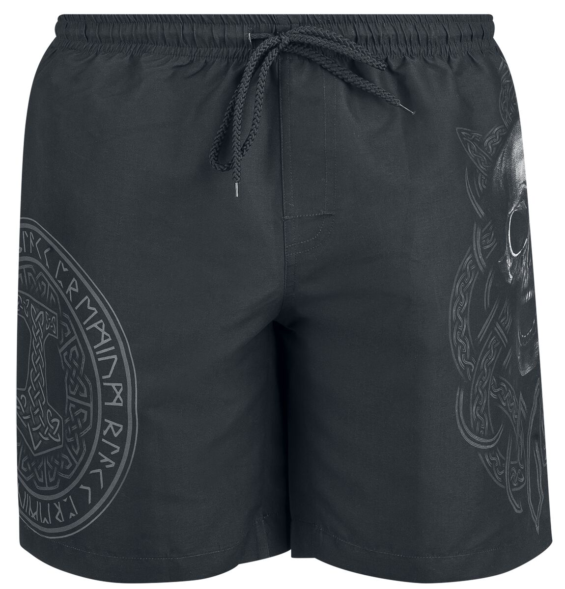 4068143169134 - Swim Shorts With Skull And Runes Print Badeshort schwarz in M 4068143169134 - Swim Shorts With Skull And Runes Print Badeshort schwarz in M