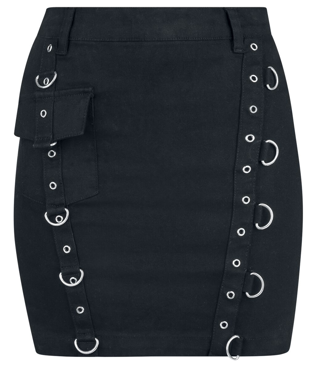 4068143170222 - Short Skirt with decorative rivets Kurzer Rock schwarz in XL