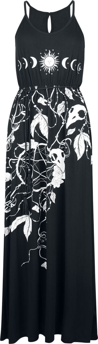 4068143170789 - Dress With Roses and Skulls Langes Kleid schwarz in M