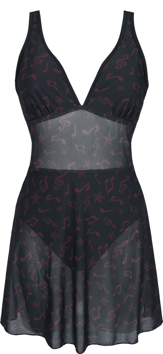 4068143173162 - Swimsuit with Mesh Dress Badeanzug schwarz dunkelrot in L