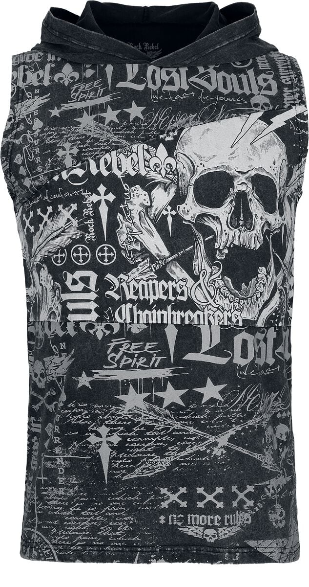 4068143173346 - Tank-Top with Skull Frontprint Tank-Top dunkelgrau in S