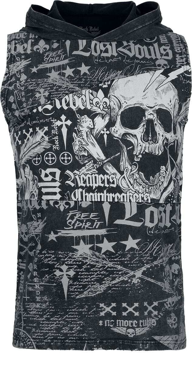 4068143173353 - Tank-Top with Skull Frontprint Tank-Top dunkelgrau in M