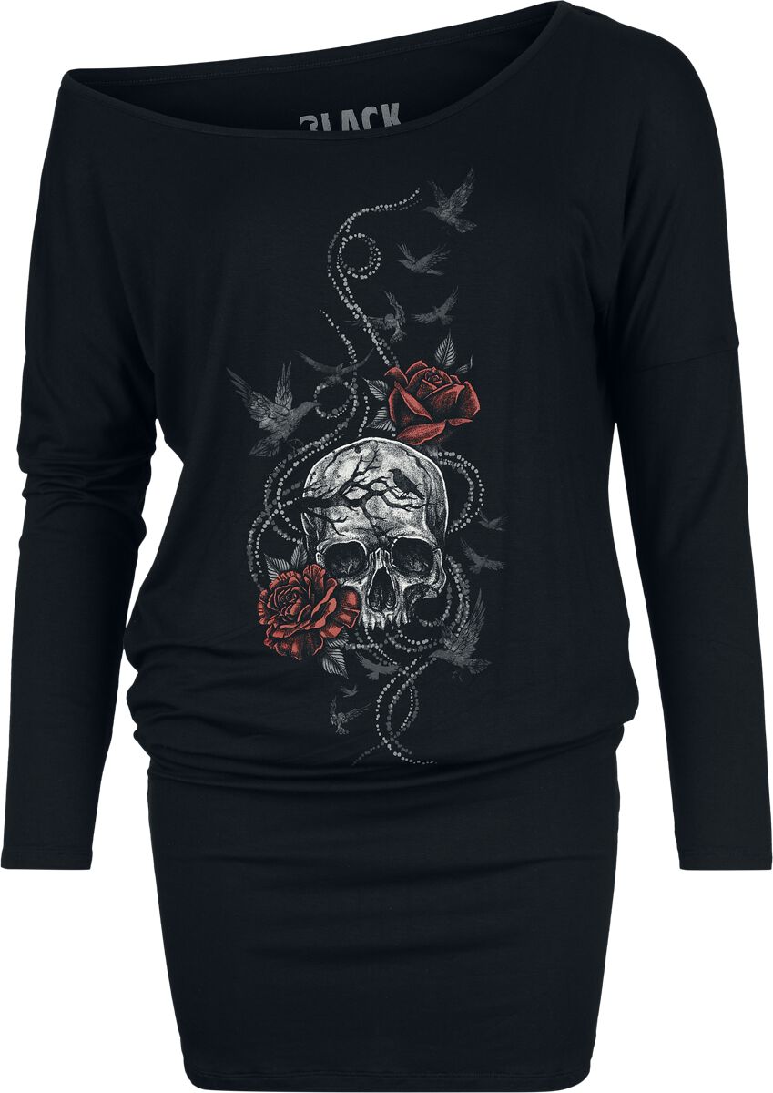 4068143173544 - Longsleeve Dress With Skull And Roses Kurzes Kleid schwarz in S