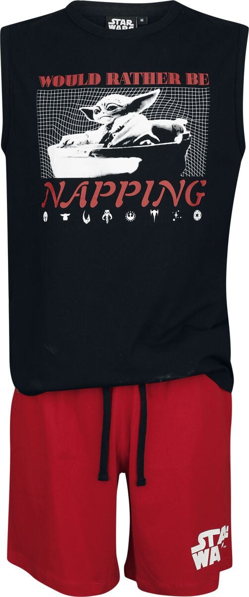 4068143180252 - Grogu - Would Rather Be Napping Schlafanzug schwarz rot in XXL