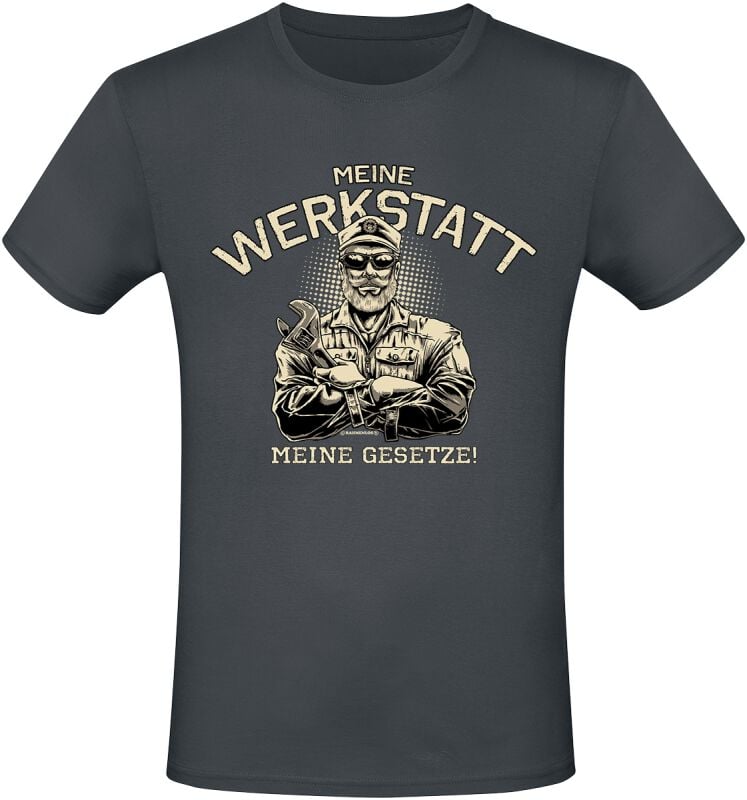 4068143186315 - Meine Werkstatt - Meine Gesetze! T-Shirt grau in L