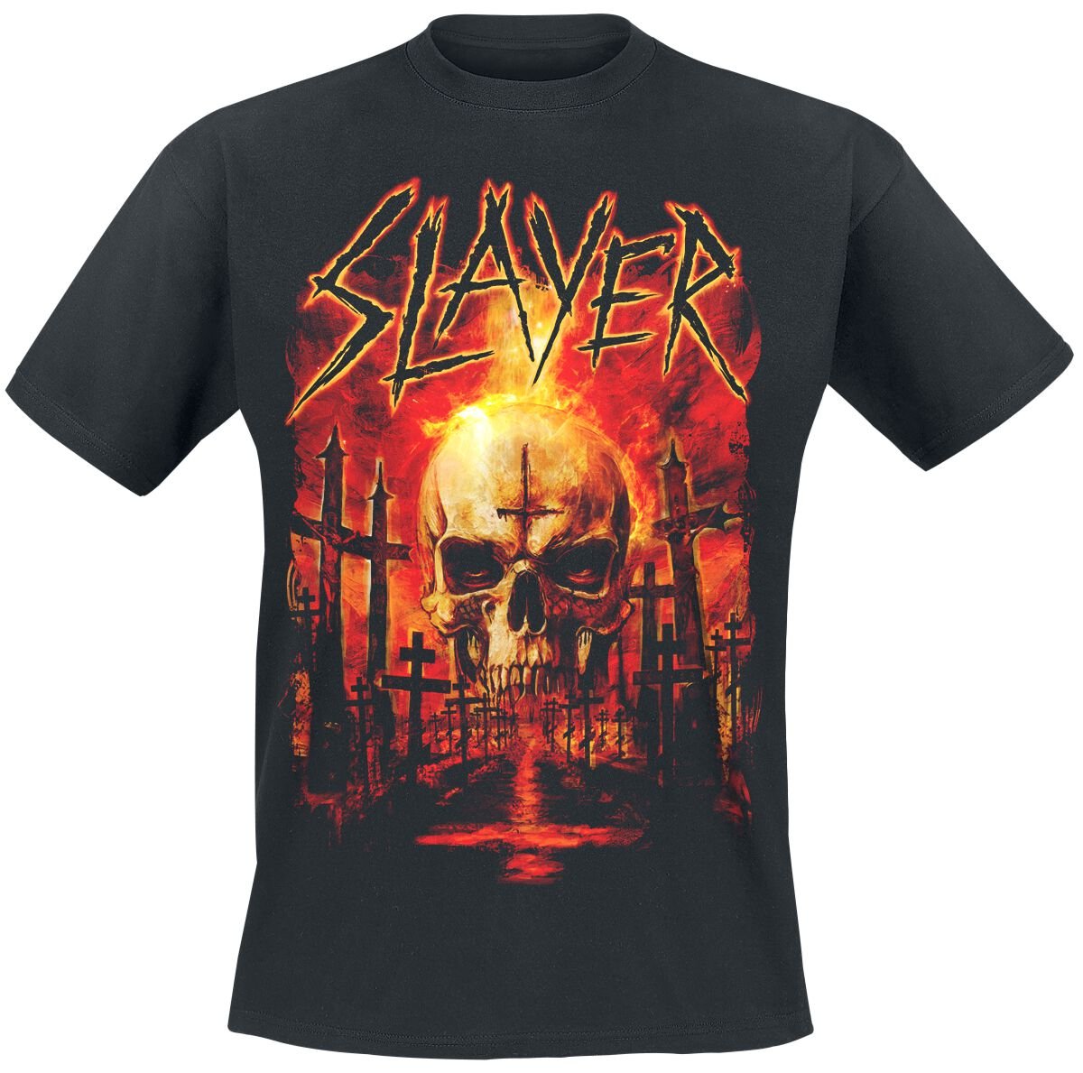 4068143189071 - Flaming Skull Graveyard T-Shirt schwarz in S