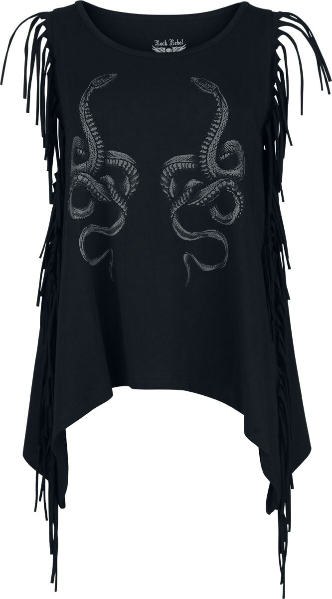 4068143194426 - Tank-Top with Fringes on the Sleeves Top schwarz in M